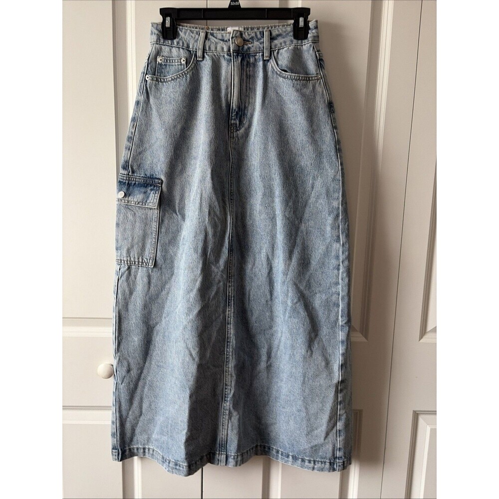 Princess Polly Midi Denim skirt SIZE 2 - Picture 2 of 4